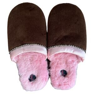 DB Pink Brown Fauz Fur Slippers, Large (9-10)